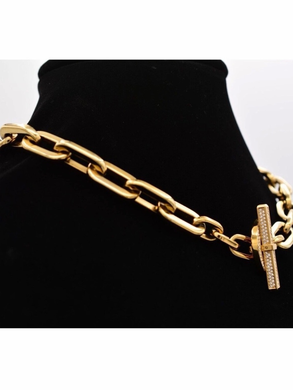 Michael Kors Cityscape Collar Necklace Toggle Choker Gold Chain - Picture 3 of 6